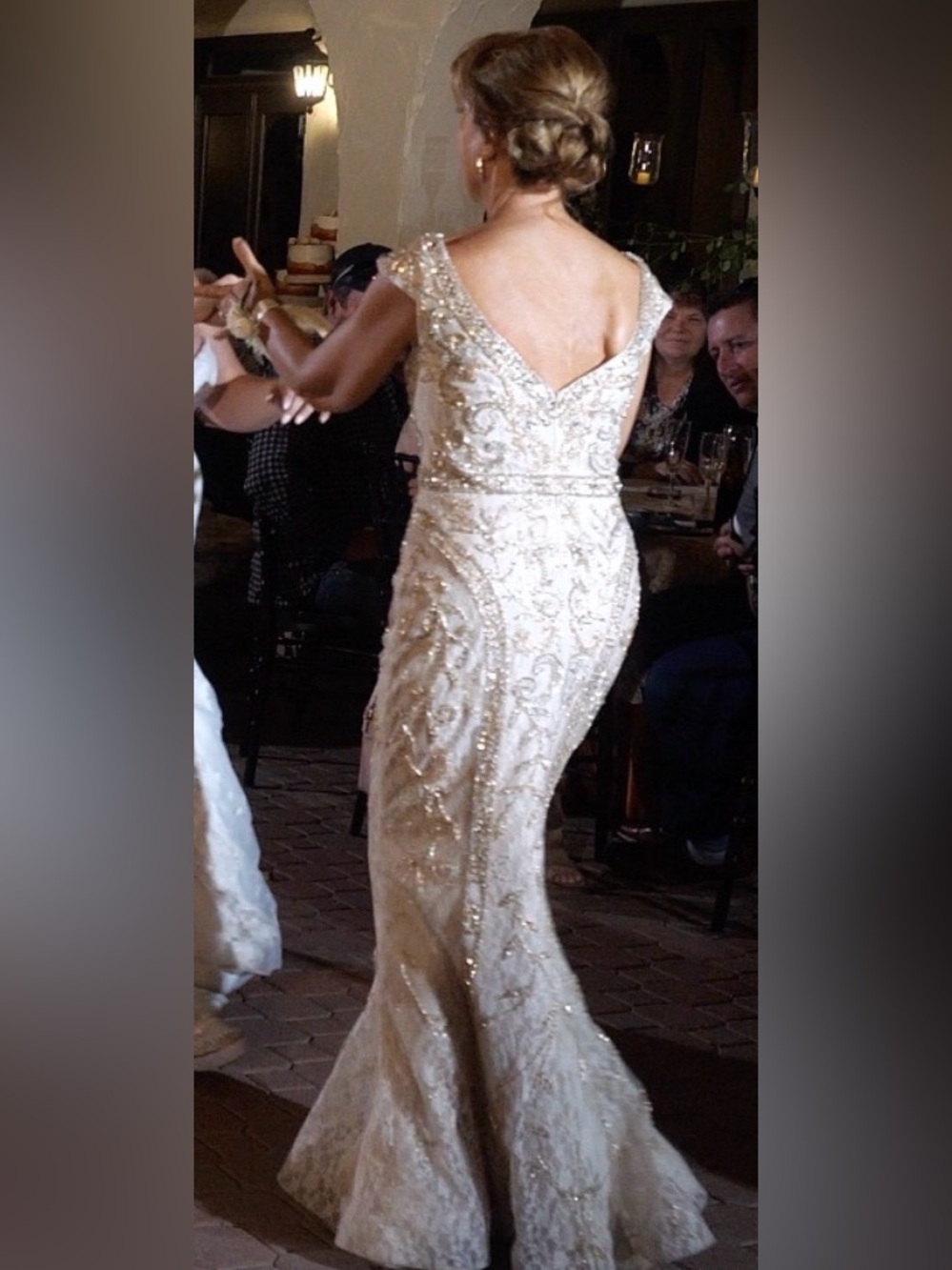 Ivonne D by Mon Cheri Beaded Champagne Evening Gown - Picture 7 of 8